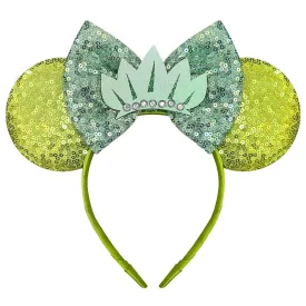 Tiana Mouse Ears Princess Mouse Ears Headband for Women Sequin Bows Headband for Adult