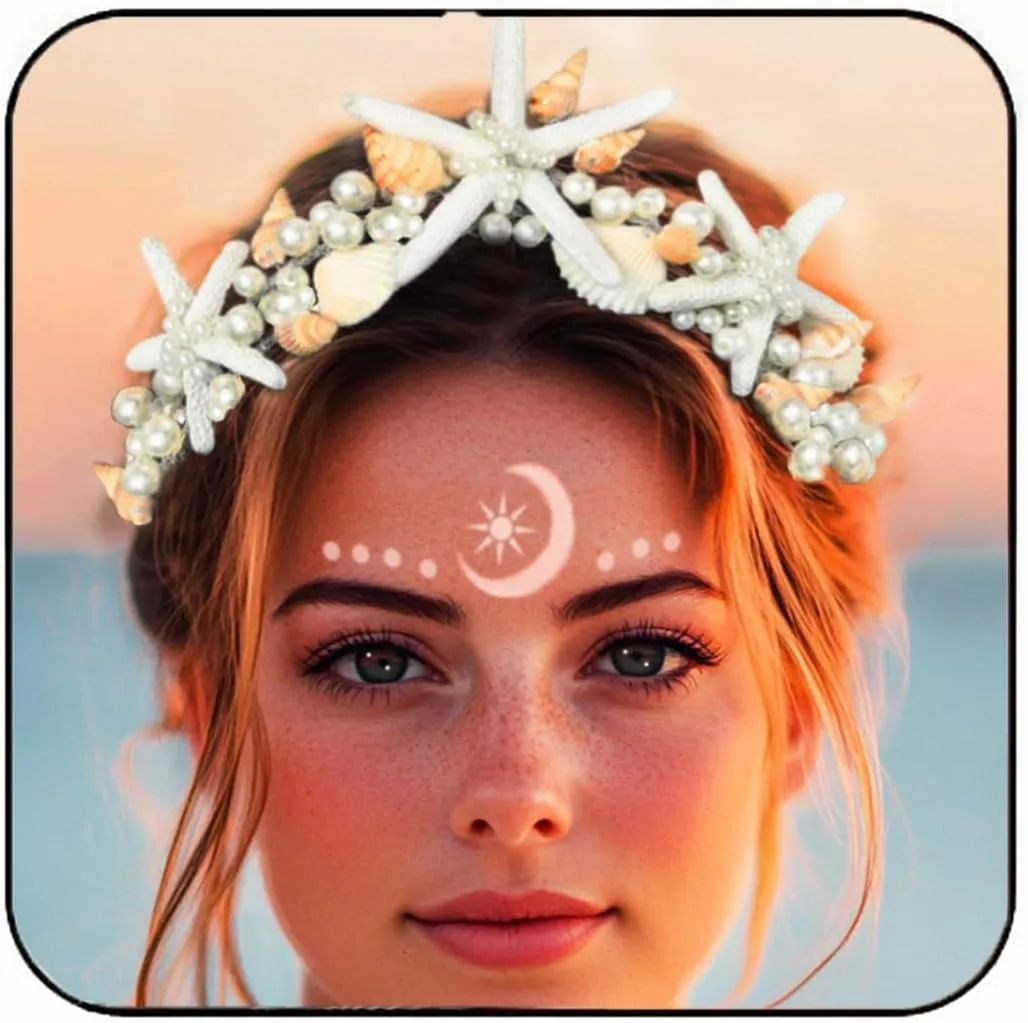 Unsutuo Mermaid Crown Starfish Headband Sea Shell Accessories for Women