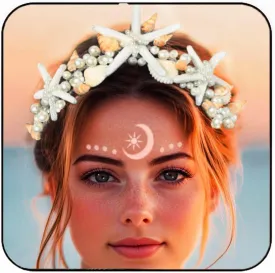Unsutuo Mermaid Crown Starfish Headband Sea Shell Accessories for Women