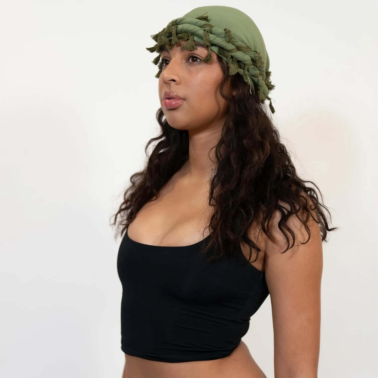 Veeta Superior Halo Turban Silk Satin Lined Head Wrap, Pre-Tied Tassel Turban for Men & Women, Turban Durag Wave Cap