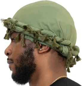 Veeta Superior Halo Turban Silk Satin Lined Head Wrap, Pre-Tied Tassel Turban for Men & Women, Turban Durag Wave Cap
