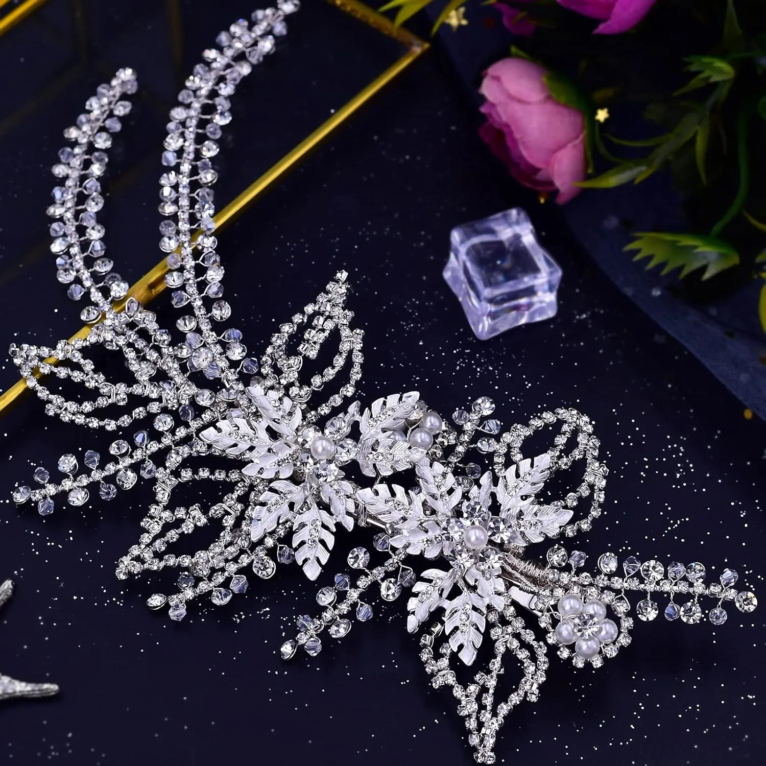 Wedding Head Pieces Crystal Bridal Hair Clips Women's Handmade Bridal Rhinestone Wedding Party Hair Accessories