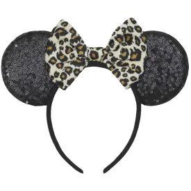 XINXIYAN Mouse Ears Headbands for Women Glitter Sequin Mouse Ears Bow Headband Birthday Party Princess Decoration