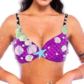 Zoestar Seashell Bra Top Mermaid Bikini Top Summer Beach Bra for Women