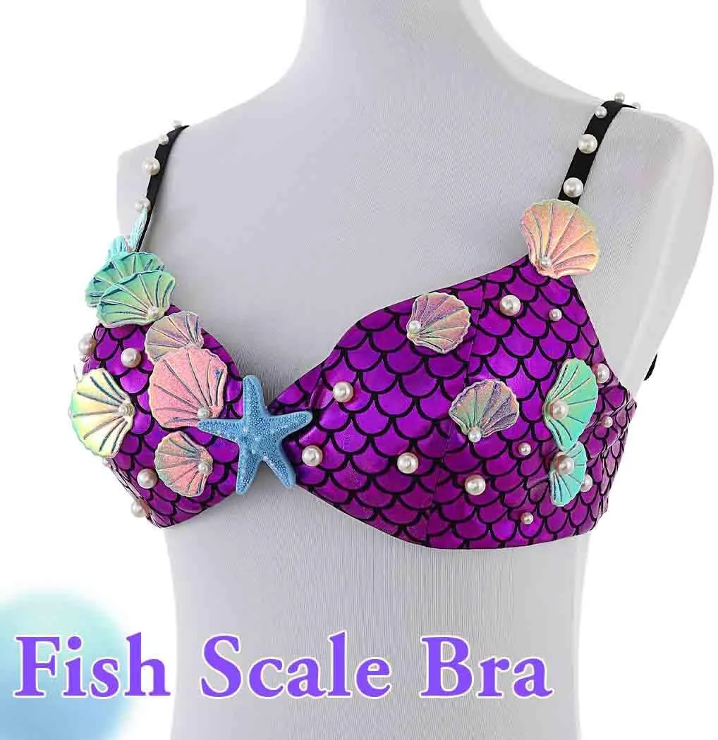 Zoestar Seashell Bra Top Mermaid Bikini Top Summer Beach Bra for Women