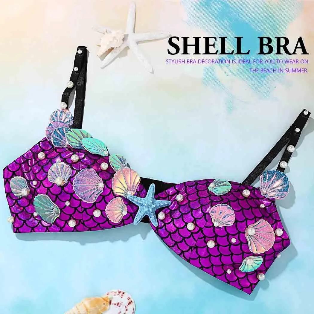 Zoestar Seashell Bra Top Mermaid Bikini Top Summer Beach Bra for Women
