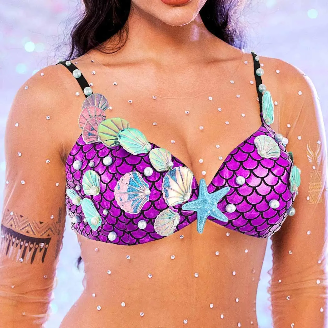 Zoestar Seashell Bra Top Mermaid Bikini Top Summer Beach Bra for Women